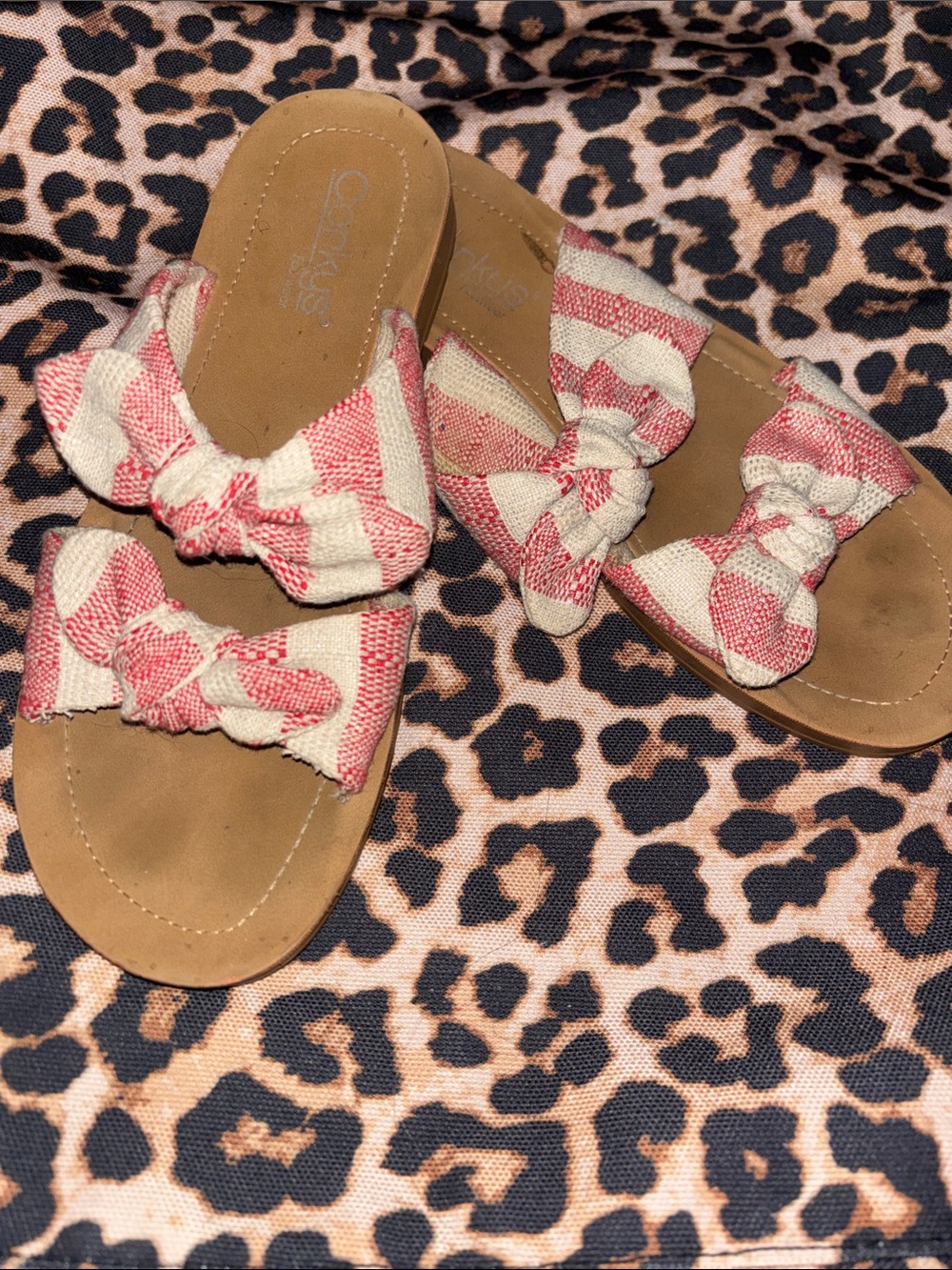 Corkys Pink & Cream Bow Slide Sandals